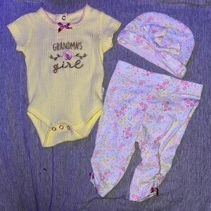 Grandma's Girl Yellow and Pink Baby Set